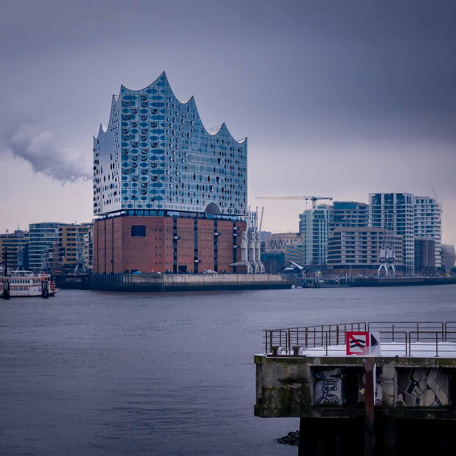 Elbphilharmonie concert hall at dusk Hamburg